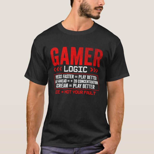 Gamer Logic Press schrie Gaming T-Shirt (Vorderseite)