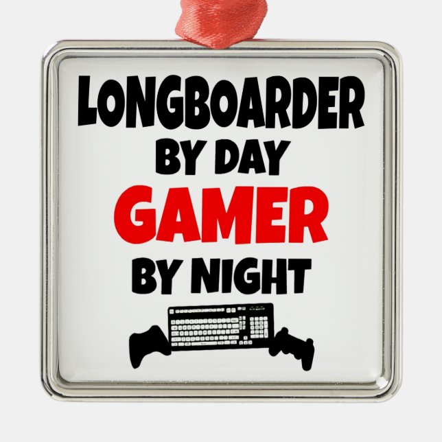 Gamer Longboarder Ornament Aus Metall (Vorne)