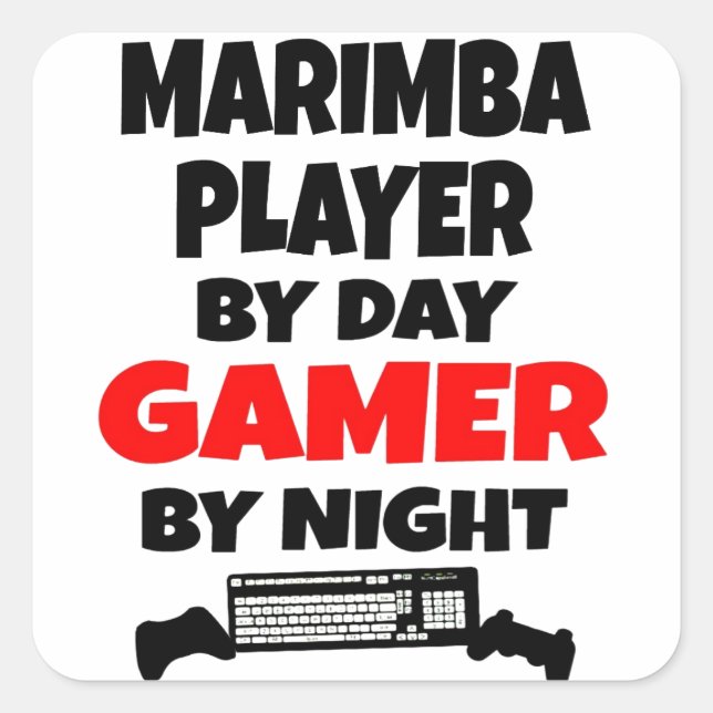 Gamer Marimba Player Quadratischer Aufkleber (Vorderseite)