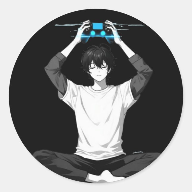 Gamer Meditation Mind Loading Runder Aufkleber (Vorderseite)
