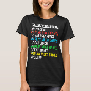 Gamer Mein perfekter Tag Videospiele spielen Lusti T-Shirt