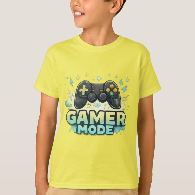 Gamer Mode ON - Kids Video Game Controller Graphic T-Shirt (Vorderseite)
