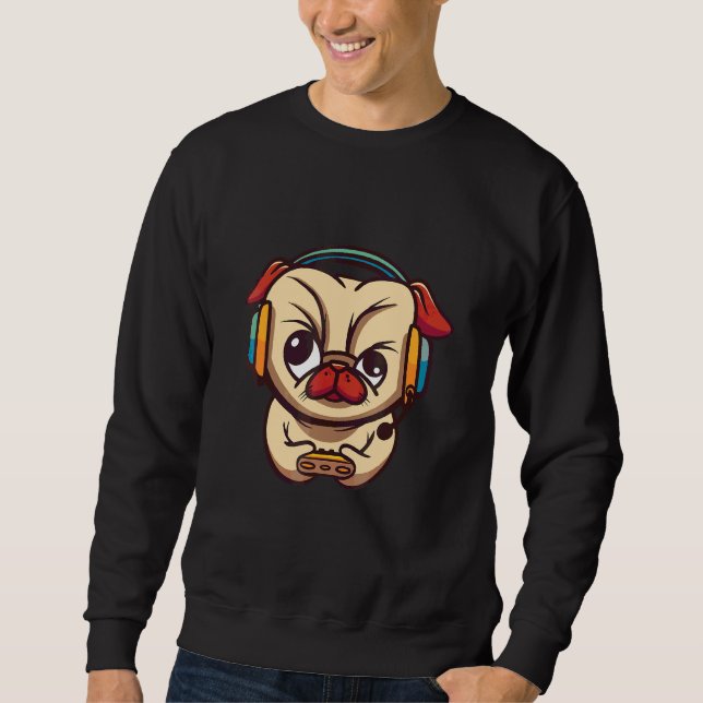 Gamer-Mops-Hund   Sweatshirt (Vorderseite)