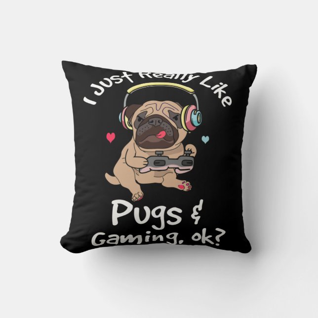 Gamer Mops Lover Video Games Dog Mops Gaming Kissen (Vorderseite)