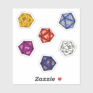 Gamer Multicolored D20 Polyhedral Dice Aufkleber