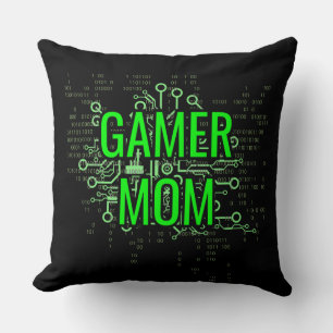 Gamer-Mutter Cyber-Digital-Grün Kissen