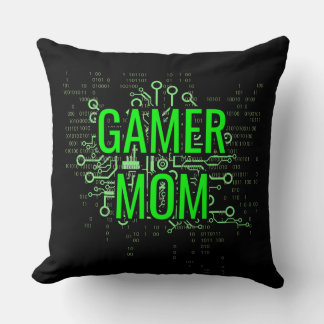 Gamer-Mutter Cyber-Digital-Grün Kissen