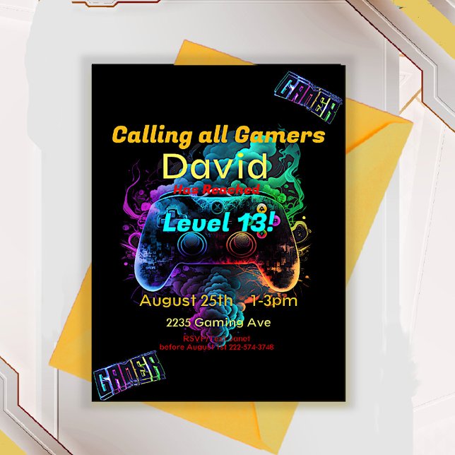 Gamer, nächste Stufe, Player One Video Game Einladung (Von Creator hochgeladen)