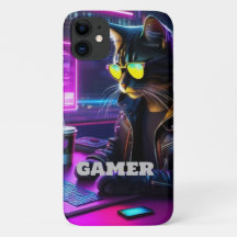 Gamer Neon Twilight Cat iPhone Fall