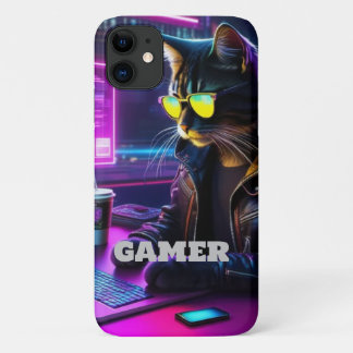 Gamer Neon Twilight Cat iPhone Fall Case-Mate iPhone Hülle