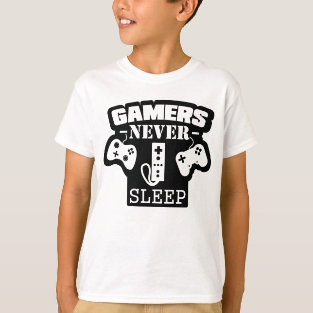 Gamer Never Sleep - Funny Gaming T - Shirt für wah (Vorderseite)