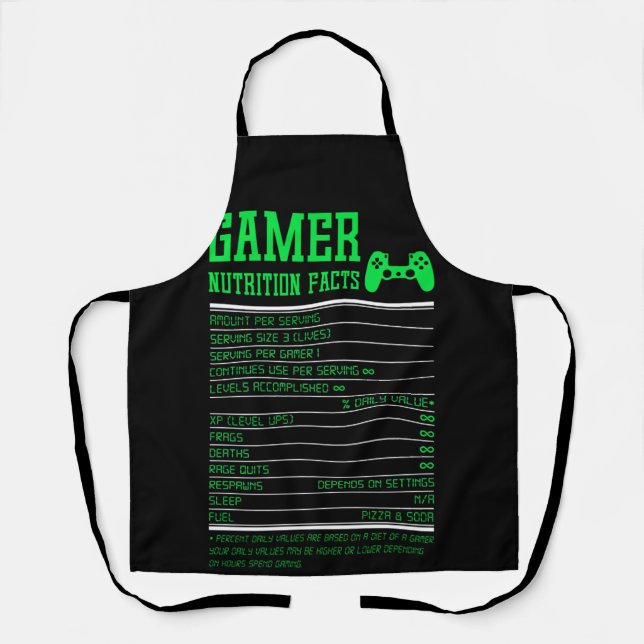 Gamer Nutrition Facts for Teen Boys Video Games Schürze (Vorderseite)