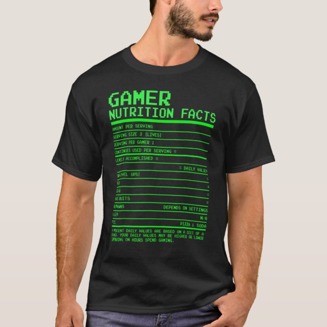 Gamer Nutrition Fakten für Video-Spiele für Jugend T-Shirt (Vorderseite)
