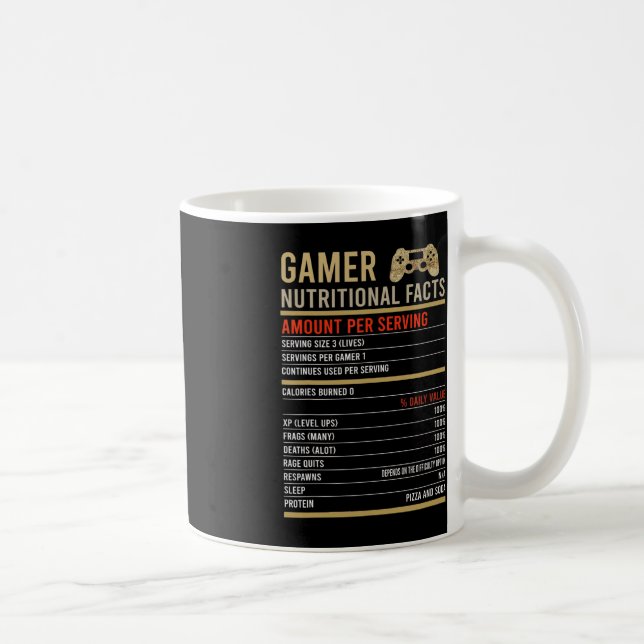 Gamer Nutritional Facts Cool Gamer Video Game Fun Kaffeetasse (Rechts)