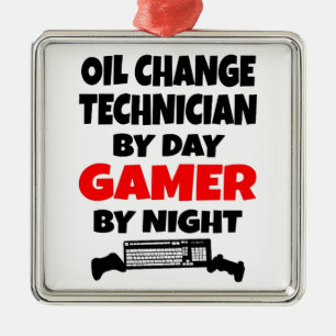 Gamer Oil Change Techniker Silbernes Ornament