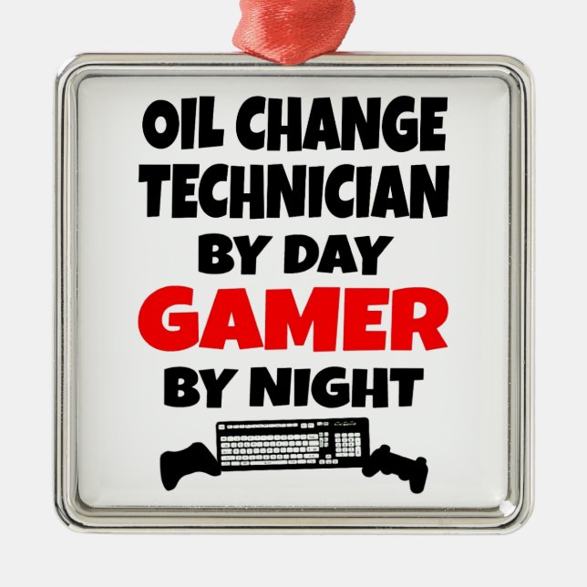 Gamer Oil Change Techniker Silbernes Ornament (Vorne)