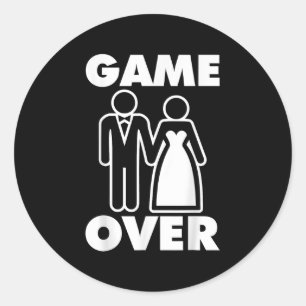 Gamer Over Bride Groom Funny Wedding Runder Aufkleber