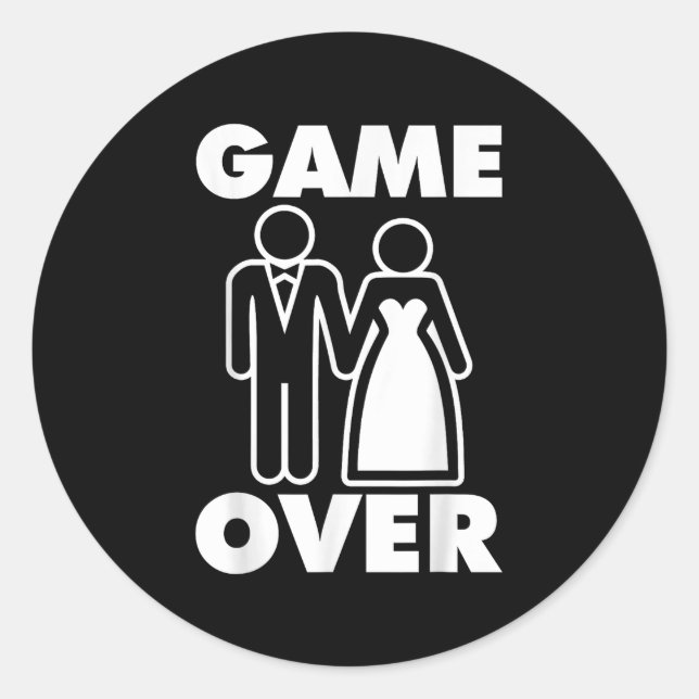 Gamer Over Bride Groom Funny Wedding Runder Aufkleber (Vorderseite)