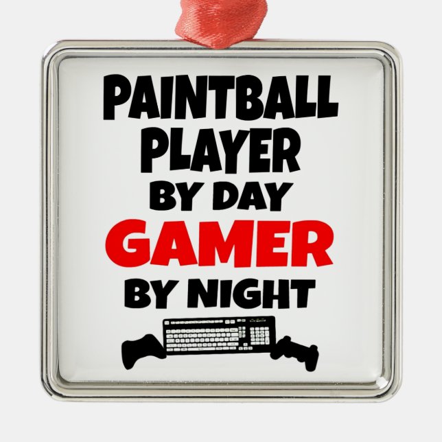 Gamer Paintball Player Silbernes Ornament (Vorne)