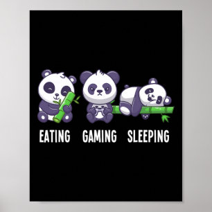 Gamer Panda Ess Gaming Schlafen für Multiplayer Poster