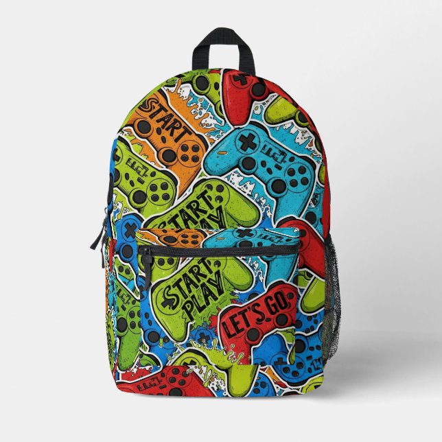 Gamer Pattern Rucksack (Vorderseite)