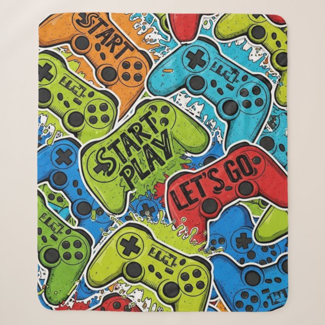 Gamer Pattern Sherpa-Decke Sherpadecke (Vorderseite)