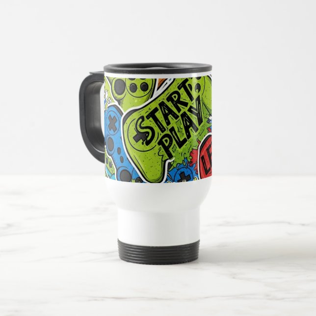 Gamer Pattern Travel/Commuter Mug Reisebecher (Vorderseite Links)