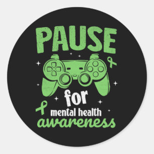 Gamer Pause für psychische Gesundheitsaufklärung K Runder Aufkleber