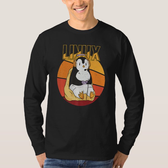 Gamer Penguin Linux Root Party Nerd Programmierer  T-Shirt (Vorderseite)