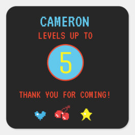 Gamer personalisiert 5. Geburtstagsparty Quadratischer Aufkleber