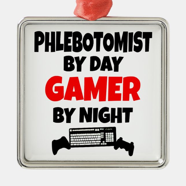 Gamer Phlebotomist Silbernes Ornament (Vorne)