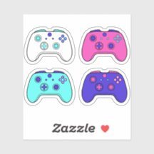 Gamer Pink Lila Blue Cartoon Controller Set