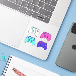 Gamer Pink Lila Blue Cartoon Controller Set Aufkleber