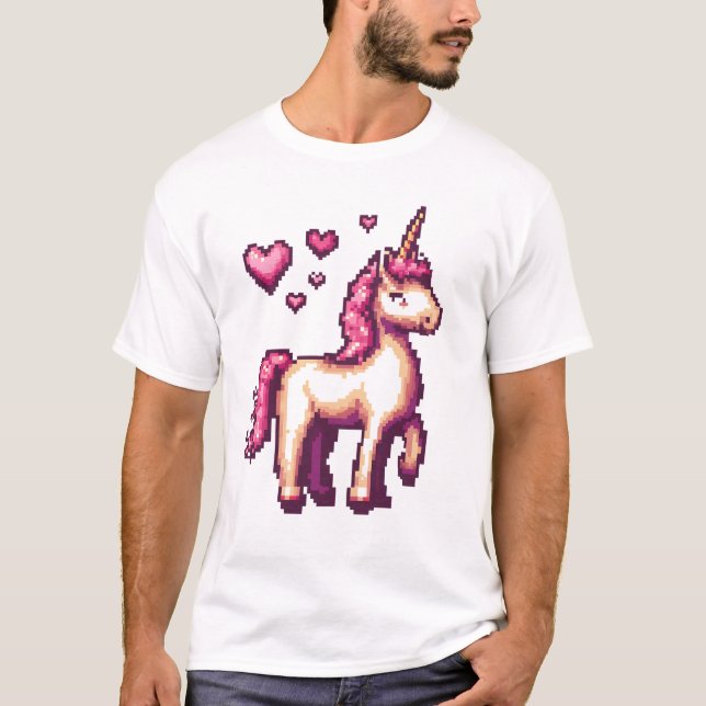 Gamer Pixel Einhorn (1) T-Shirt (Vorderseite)