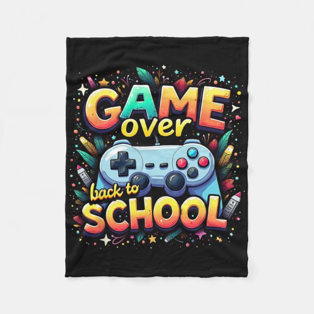 Gamer Pixel Game Over Schüler Ck Zur Schule  Fleecedecke (Vorderseite)