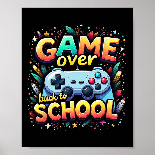 Gamer Pixel Game Over Student Back To School  Poster (Vorne)