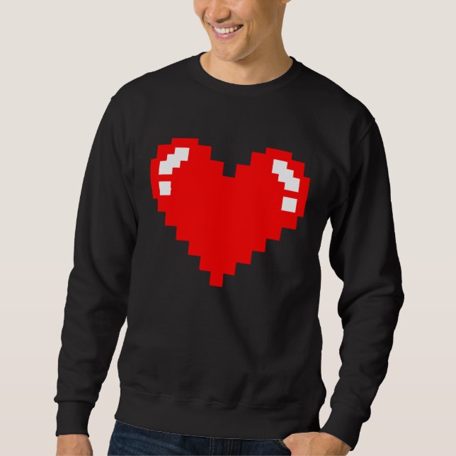 Gamer Pixel Heart Online Gaming Video Games Valent Sweatshirt (Vorderseite)