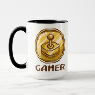 Gamer Pixel Joystick Emblem - Retro-Gaming Tasse