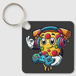 Gamer Pizza Video Gaming Food Schlüsselanhänger