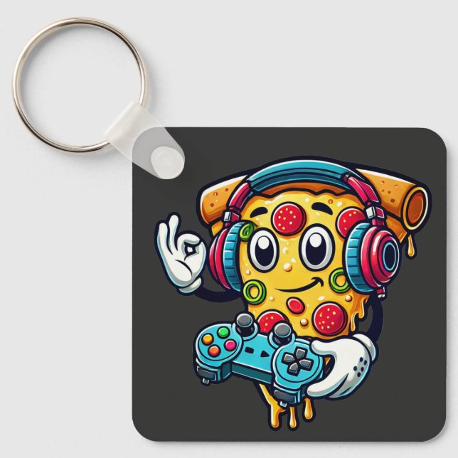 Gamer Pizza Video Gaming Food Schlüsselanhänger (Vorderseite)
