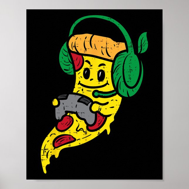 Gamer Pizza Video Gaming Funny Food Men Boys Kids  Poster (Vorne)
