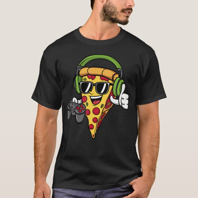 Gamer Pizza Video Gaming Funny Video Gamer Pizza L T-Shirt (Vorderseite)