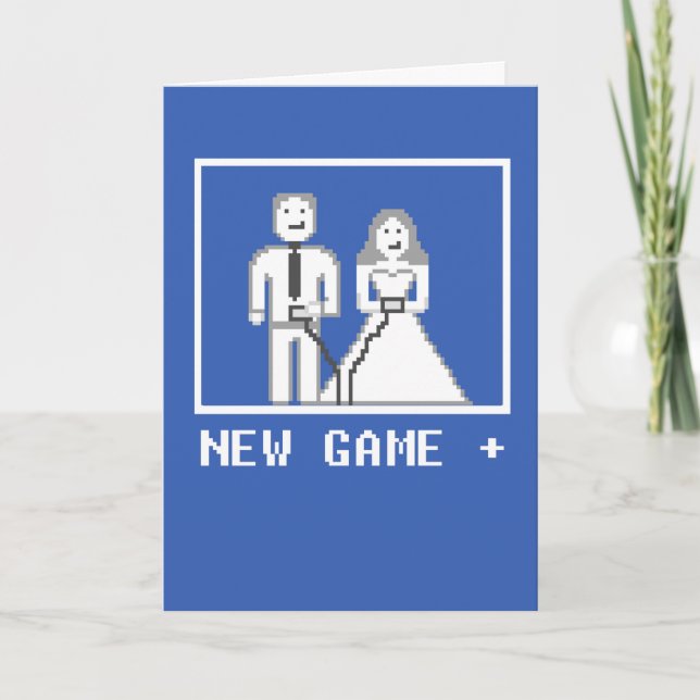 Gamer Player 1 und 2 Neue Spiel Plus Hochzeit Karte (Vorderseite)