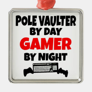 Gamer Pole Vaulter Silbernes Ornament