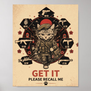 Gamer Poster Taktischer Soldat Katze Bitte Ruf Mic