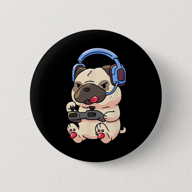 Gamer Pug Gaming Pugs Videospiel Geschenk  Button (Vorderseite)