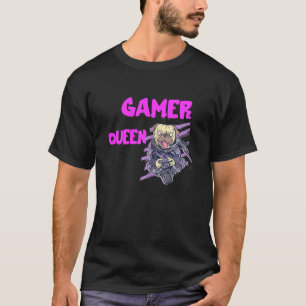 Gamer Queen Console Gaming Mops Dog PC Videospiele T-Shirt