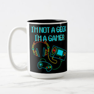 Gamer Retro Neon Black Zweifarbige Tasse
