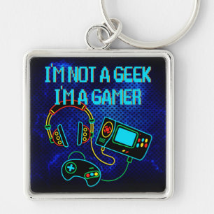 Gamer Retro Neon Blue Schlüsselanhänger