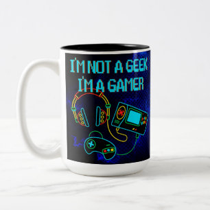 Gamer Retro Neon Blue Zweifarbige Tasse